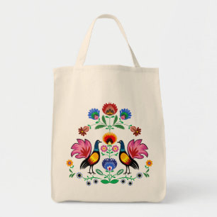Tote Bag Gens polonais avec floral décoratif et des jeunes