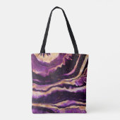 Tote Bag Géode Abstraite moderne Agate d'or rose foncé viol (Dos)