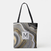 Tote Bag Géode moderne Gold & Grey Agate Monogramme (Dos)