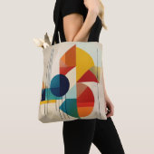 Tote Bag Geometric Abstract Art in Bauhaus Style (De près)
