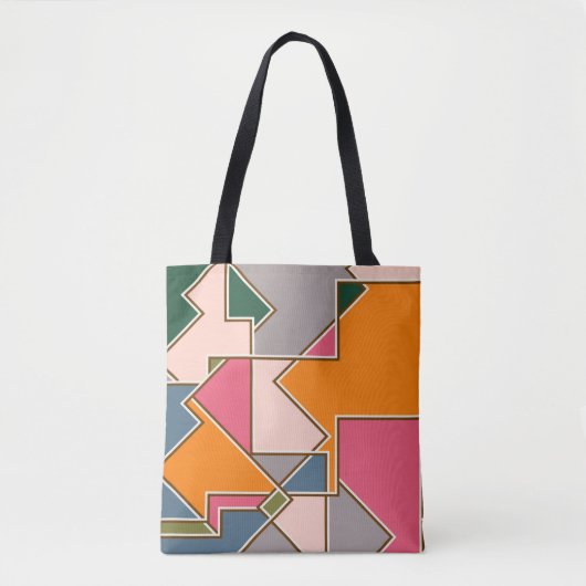 Tote Bag geometric seamlestern pattern, lines, oranges, pur (Devant)