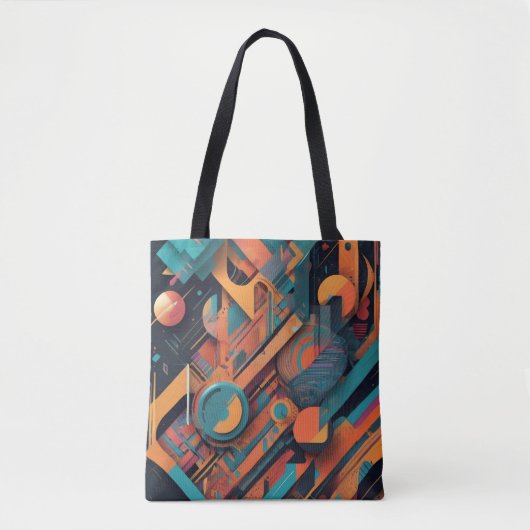 Tote Bag Géométrie Abstraite vive - Art graphique gras avec (Devant)