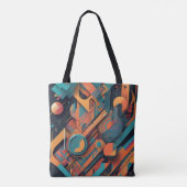 Tote Bag Géométrie Abstraite vive - Art graphique gras avec (Dos)