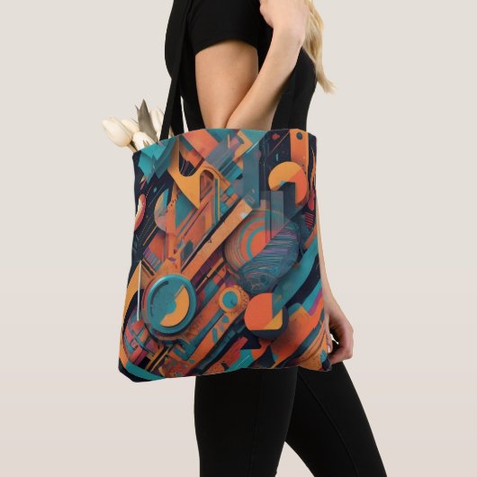 Tote Bag Géométrie Abstraite vive - Art graphique gras avec (De près)