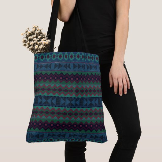 Tote Bag Géométrie Aztèque - multicolore (De près)