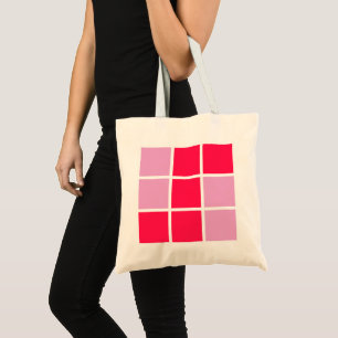 Tote Bag Géométrie carré rose rouge