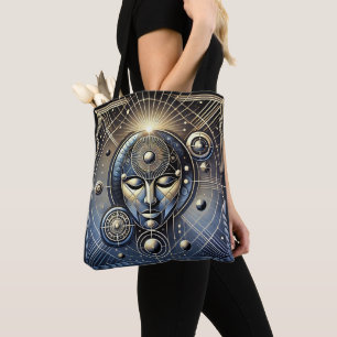 Tote Bag Géométrie cosmique - Conception de la face mystiqu