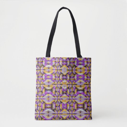 Tote Bag Géométrie en diamant jaune et violet (Devant)