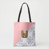 Tote Bag Géométrie rose et Pois (Devant)