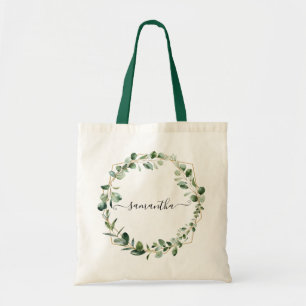 Tote Bag Géométrie verte Feuilles de l'Eucalyptus Personn