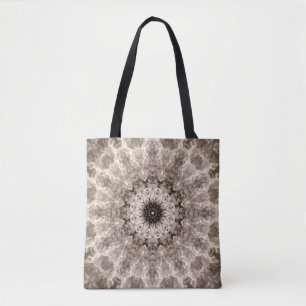 Tote Bag géométrique, beige, marron, mandala