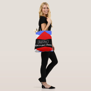 Tote Bag Géométrique Moderne Personnalisé Rouge & Bleu