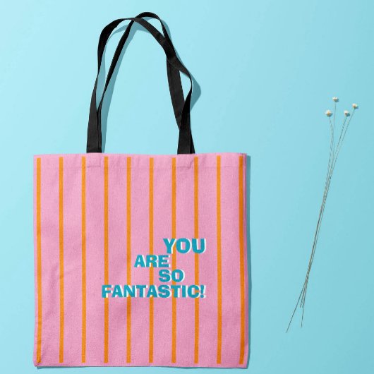 Tote Bag Géométrique, Orange-Rose, Message d'appréciation