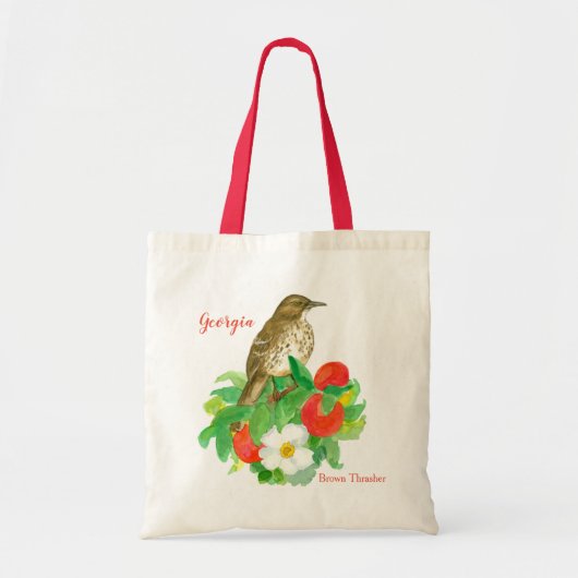 Tote Bag Georgia Brown Thrasher Cherokee Rose (Devant)