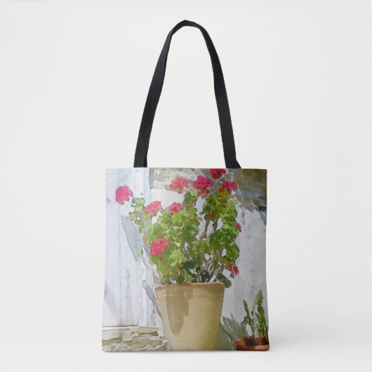 Tote Bag Géranium de couleur rouge (Devant)