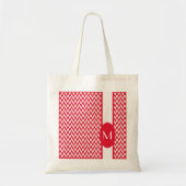 Tote Bag Géranium Elegant Chevron Design avec monogramme (Devant)