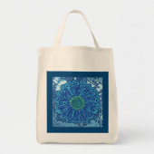 Tote Bag Gerbera Daisy Block Imprimer, Cerulean Blue (Devant)