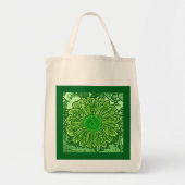 Tote Bag Gerbera Daisy Block Imprimer, Emerald Green (Devant)