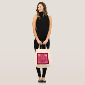 Tote Bag Gerbera Daisy Block Imprimer, Maroon et rose (Devant (modèle))