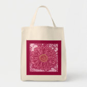 Tote Bag Gerbera Daisy Block Imprimer, Maroon et rose (Devant)