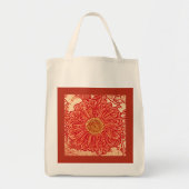 Tote Bag Gerbera Daisy Block Print, Mandarin Orange (Devant)