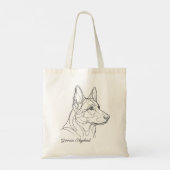 Tote Bag German Shepherd Line Drawing Custom Pet Name (Dos)