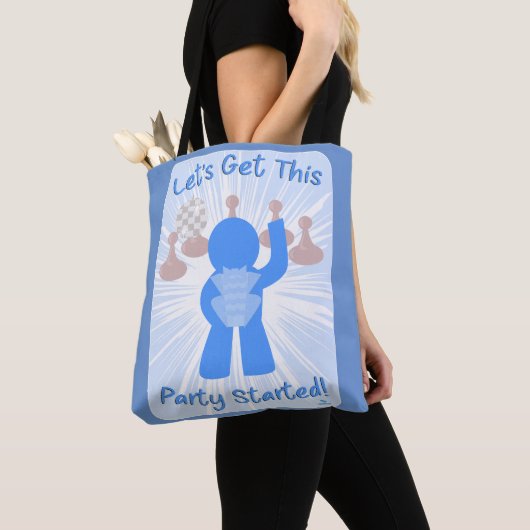 Tote Bag Get Party Started Gamer Funny Comic Meeple (De près)