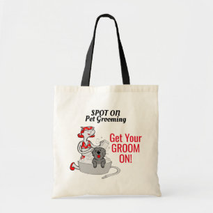 Tote Bag Get Your Groom On Pet Grooming Red and Black