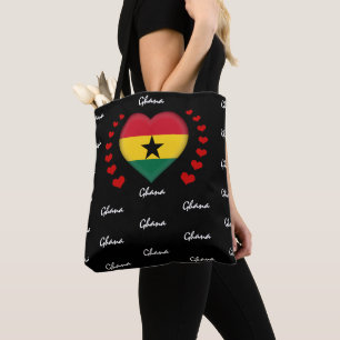 Tote Bag Ghana Flag & Heart, mode/sport du drapeau ghanéen