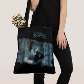 Tote Bag Ghost Girl in Blue – Haunting Surreal Art (De près)