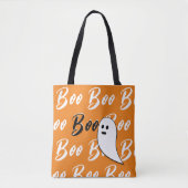 Tote Bag Ghost Halloween noir blanc orange boite (Devant)