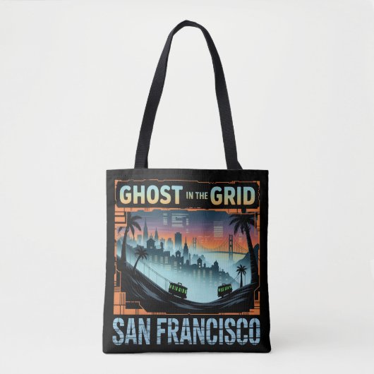 Tote Bag Ghost in the Grid - San Francisco Éffrayant Tech (Devant)