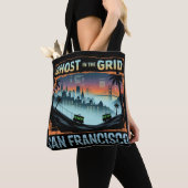 Tote Bag Ghost in the Grid - San Francisco Éffrayant Tech (De près)