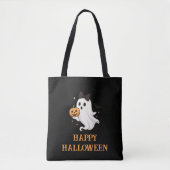 Tote Bag Ghost mignon avec Bow et Citrouille | Halloween (Devant)