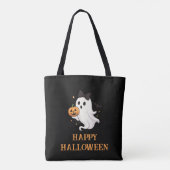 Tote Bag Ghost mignon avec Bow et Citrouille | Halloween (Dos)