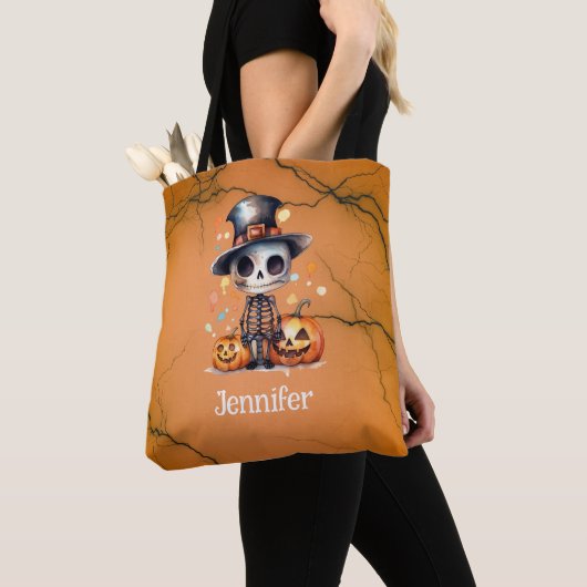 Tote Bag Ghoul et Jack-O' Lanterns Orange Black Halloween (De près)