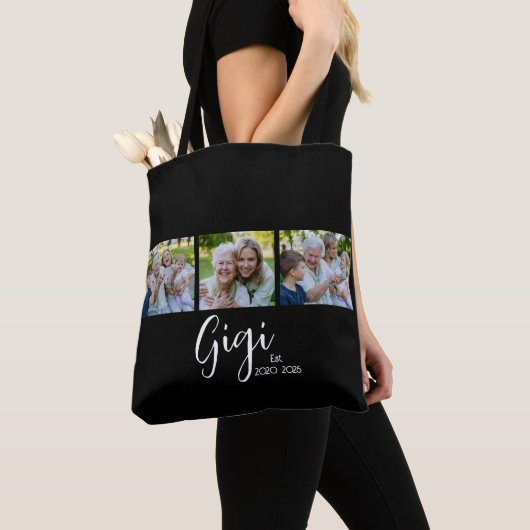 Tote Bag Gigi Script Black 3 Photo établi (De près)