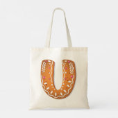 Tote Bag Gingerbread Letter U Monogram Holiday Cookie (Dos)