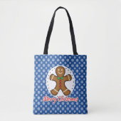 Tote Bag Gingerbread - Patters bleus - Merry Xmas (Devant)