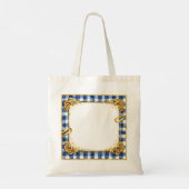 Tote Bag Gingham Luxe Moderne Tendance Chic Bleu Blanc Or (Dos)