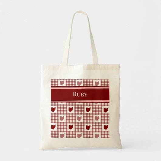 Tote Bag Gingham rouge de l'Ohio (Devant)