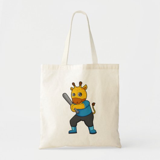Tote Bag Girafe au baseball avec batte de baseball (Devant)