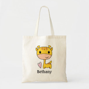 Tote Bag Girafe Mignon Avec Cœur Personnalisé