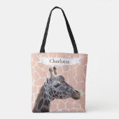Tote Bag Girafe mignonne et nom de safari (Dos)