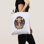 Tote Bag Giraffe Adorable Entourée De Fleurs (De près)