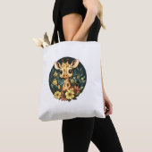 Tote Bag Giraffe Adorable Entourée De Fleurs _4 (De près)