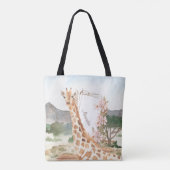 Tote Bag Giraffe d'aquarelle en Savannah africaine (Dos)