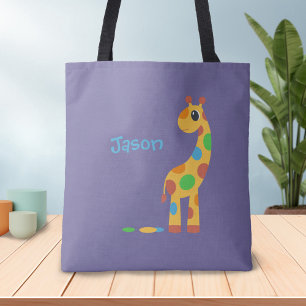 Tote Bag Giraffe de dessin coloré - Couleur personnalisée