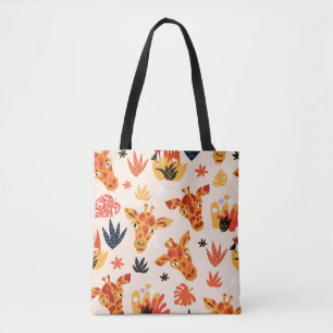 Tote Bag Giraffe de dessin : Floral Savanna Motif