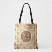 Tote Bag Giraffe de monogramme sur huile d'or (Devant)